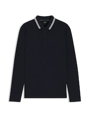 BOSS Blue Regular Fit Plisy Tipped Collar Polo Shirt - Image 1 of 1