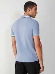 BOSS Sky  Blue Regular Fit Paddy Tipped Collar Polo Shirt - Image 2 of 5