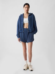 Gap Blue Cotton Textured Dolphin Hem Sweat Shorts - Image 1 of 4