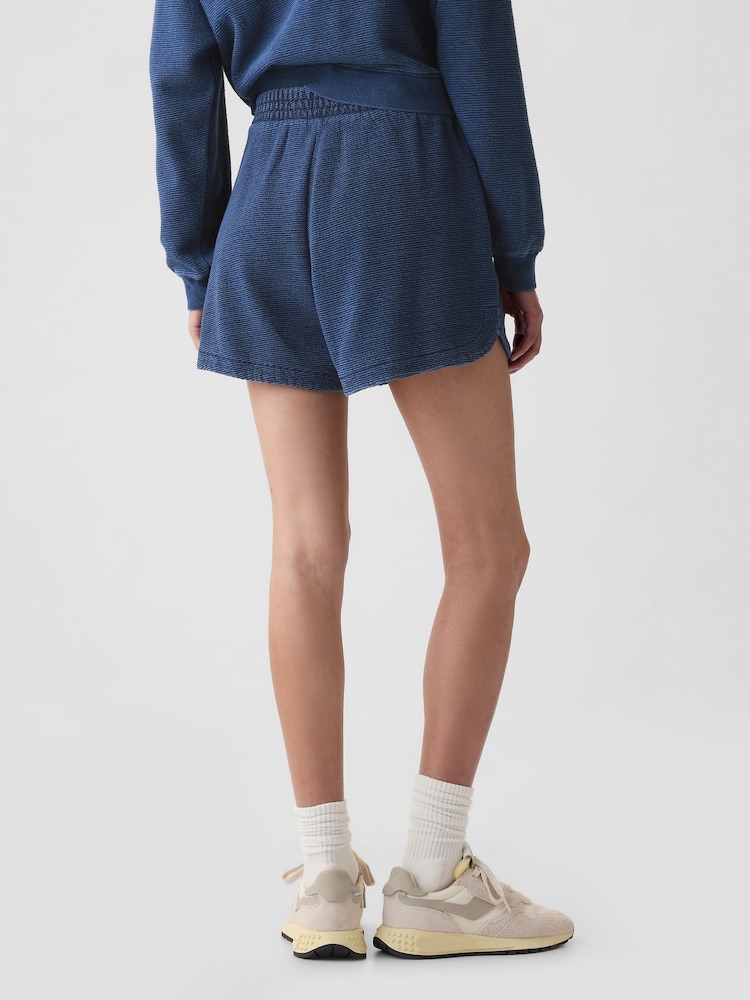 Gap Blue Cotton Textured Dolphin Hem Sweat Shorts - Image 2 of 4 Gap Blue Cotton Textured Dolphin Hem Sweat Shorts - Image 2 of 4