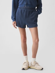 Gap Blue Cotton Textured Dolphin Hem Sweat Shorts - Image 3 of 4