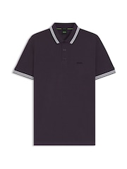 BOSS Purple Regular Fit Paddy Tipped Collar Polo Shirt - Image 1 of 1