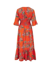 Pour Moi Orange Carmen Fuller Bust Woven Elasticated Neckline Midaxi Dress - Image 4 of 4