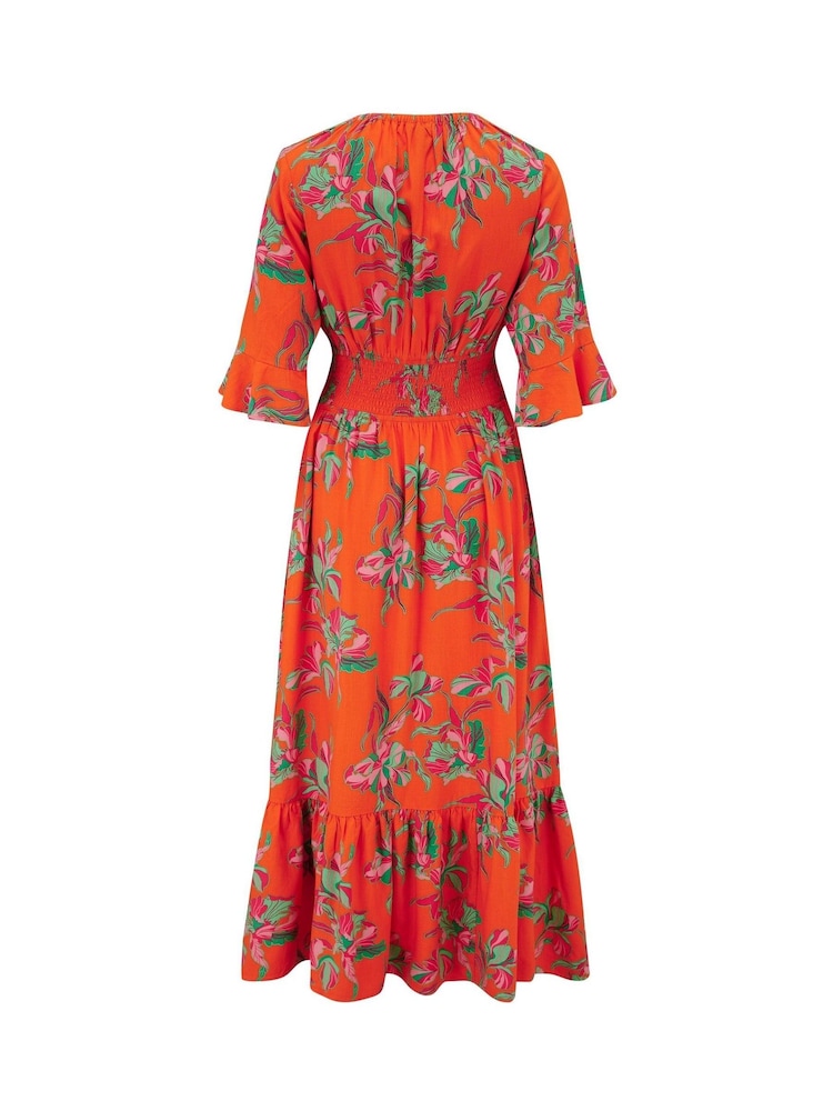 Pour Moi Orange Carmen Fuller Bust Elasticated Neckline Midaxi Dress - Image 4 of 4 Pour Moi Orange Carmen Fuller Bust Elasticated Neckline Midaxi Dress - Image 4 of 4