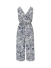 Pour Moi Blue Maya Fuller Bust 100% Cotton Slub Jersey Built Up Cropped Leg Jumpsuit - Image 4 of 4