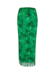 Pour Moi Green Multi Fringe Trim Crinkle Woven Multiway Sarong - Image 4 of 4