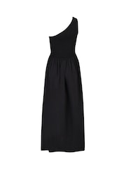 Pour Moi Black One Shoulder Shirred Bodice Maxi Dress - Image 4 of 4