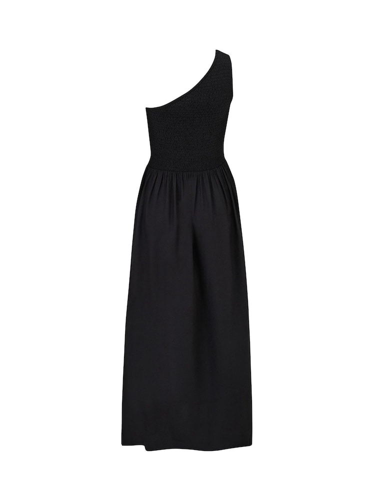 Pour Moi Black One Shoulder Shirred Bodice Maxi Dress - Image 4 of 4