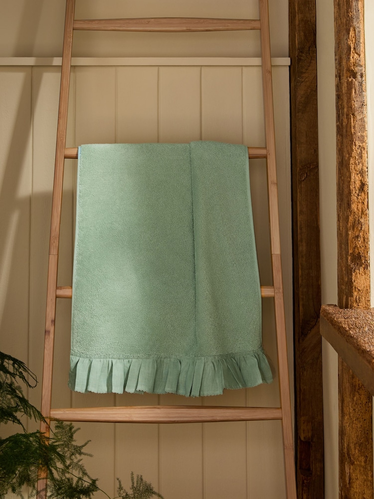 Sage Green Frill Towel - Image 2 of 3