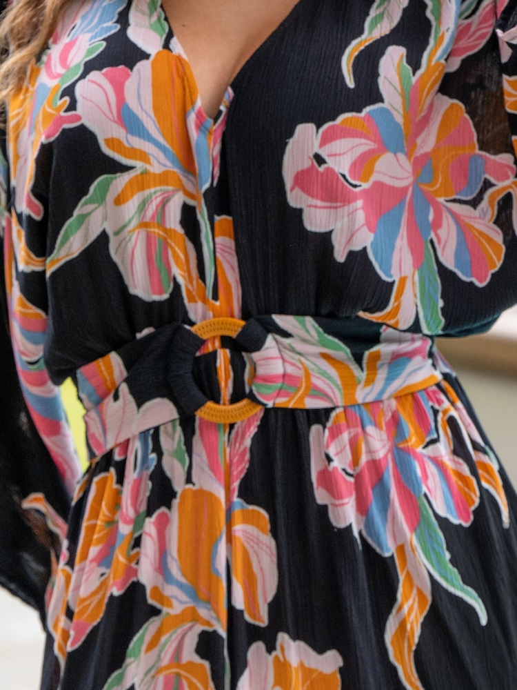 Pour Moi Black/chrome Crinkle O Ring Woven Beach Cover-Up - Image 2 of 4