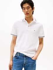 Tommy Hilfiger White Slim Fit Tipped Polo Shirt - Image 1 of 6