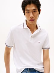 Tommy Hilfiger White Slim Fit Tipped Polo Shirt - Image 3 of 6