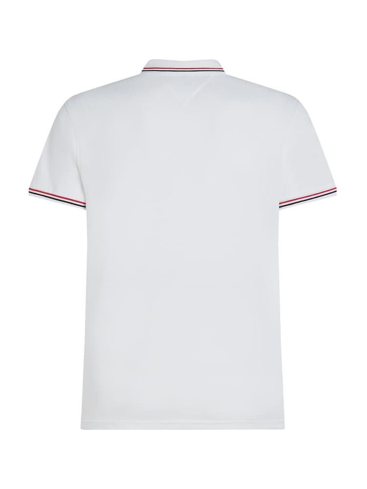 Tommy Hilfiger White Slim Fit Tipped Polo Shirt - Image 6 of 6