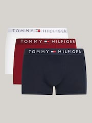 Tommy Hilfiger Blue Original Waistband Trunks 3 Pack - Image 1 of 9