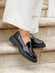 Linzi Black Lesson Chunky Loafers With Classic Front Tab - Image 2 of 6