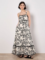 Apricot Cream Monochrome Big Scale Sarasa Midi Dress - Image 1 of 5