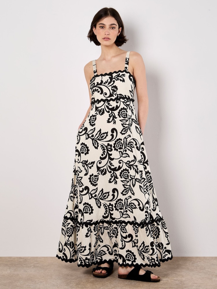 Apricot Cream Monochrome Big Scale Sarasa Midi Dress - Image 1 of 5