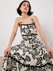 Apricot Cream Monochrome Big Scale Sarasa Midi Dress - Image 5 of 5