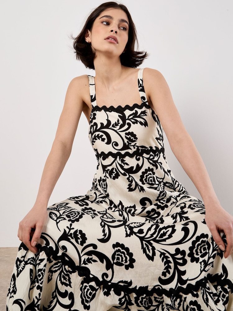Apricot Cream Monochrome Big Scale Sarasa Midi Dress - Image 5 of 5
