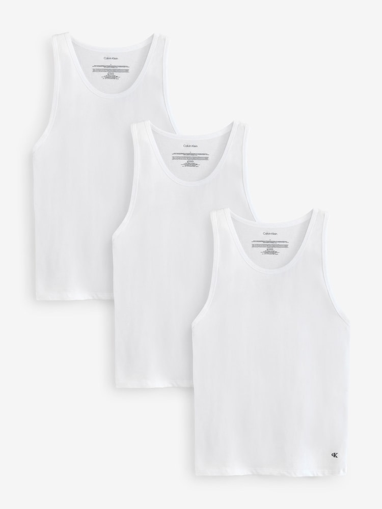 Calvin Klein White Lounge Tank Tops 3 Pack - Image 1 of 8