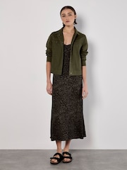 Apricot Green Animal Print Viscose Crepe Dress - Image 2 of 5
