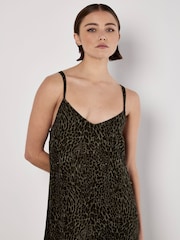 Apricot Green Animal Print Viscose Crepe Dress - Image 3 of 5