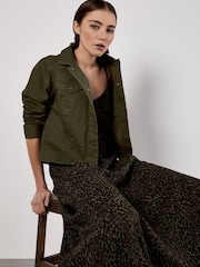 Apricot Green Animal Print Viscose Crepe Dress - Image 5 of 5