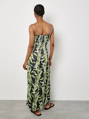 Apricot Black Tropical Leaf Print Smock Bandeau Dress - Image 2 of 4