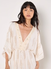 Apricot Cream Gold Print Tassel Dress - Image 2 of 4