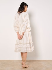 Apricot Cream Gold Print Tassel Dress - Image 3 of 4