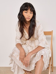 Apricot Cream Gold Print Tassel Dress - Image 4 of 4