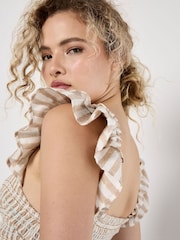 Apricot Natural Striped Sparkle Detail Midi Dress - Image 5 of 5