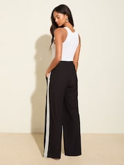 Friends Like These Black Wide Leg Side Stripe Jersey Trousers - Image 3 of 5