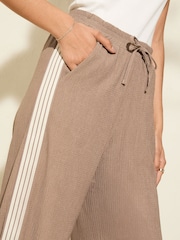 Friends Like These Mocha Stripe Wide Leg Side Stripe Jersey Trousers - Image 2 of 4