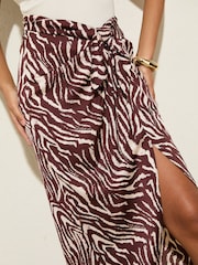 Friends Like These Zebra Print Front Tie Sarong Skirt - Image 4 of 5