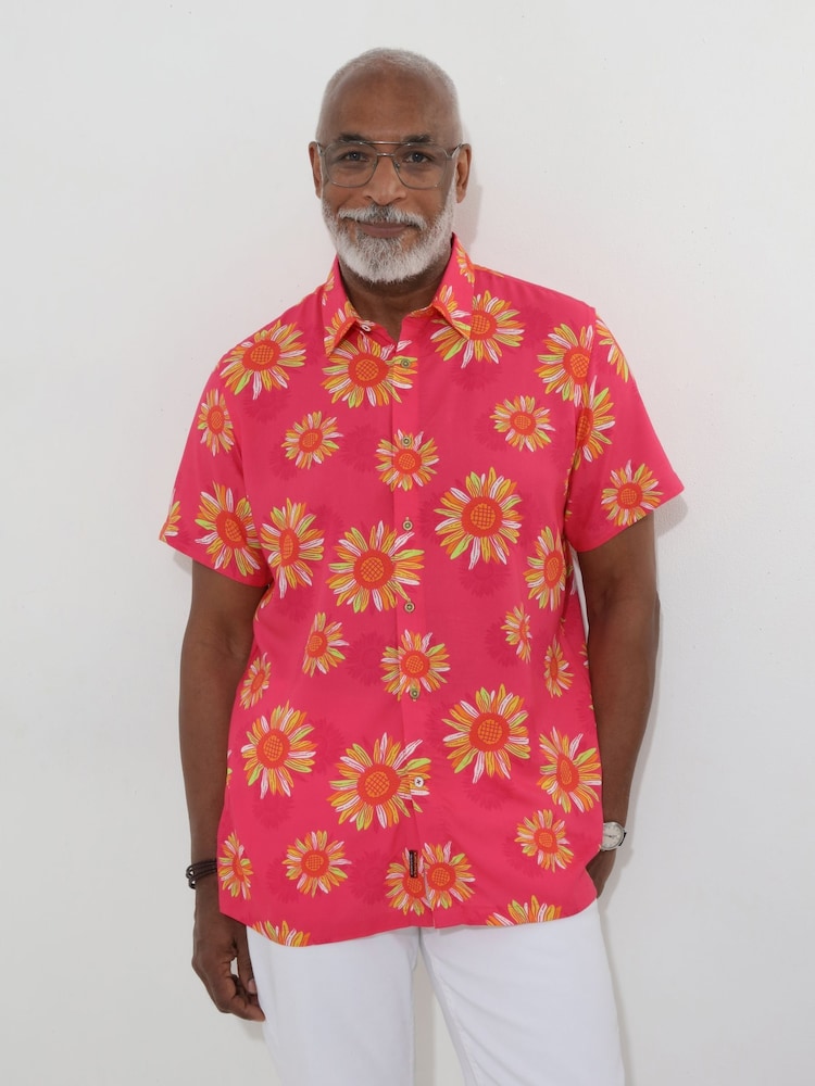 Joe Browns Pink Sunflower Holiday Short Sleeve Shirt - Image 1 of 5