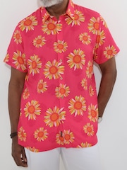 Joe Browns Pink Sunflower Holiday Short Sleeve Shirt - Image 2 of 5