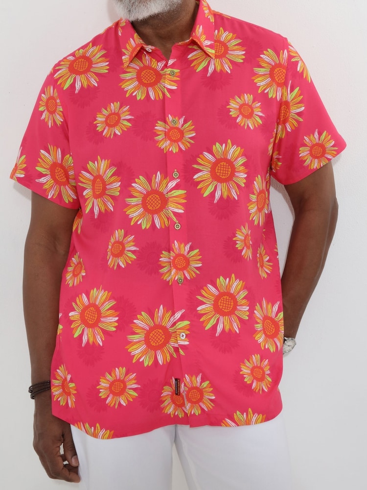 Joe Browns Pink Sunflower Holiday Short Sleeve Shirt - Image 2 of 5