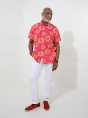 Joe Browns Pink Sunflower Holiday Short Sleeve Shirt - Image 3 of 5