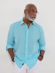 Joe Browns Blue Lightweight Summery Linen Blend Long Sleeve Shirt - Image 1 of 1