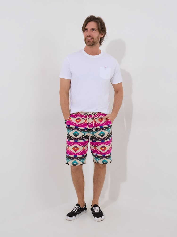Joe Browns Pink Bold Print Drawerstring Shorts - Image 2 of 5 Joe Browns Pink Bold Print Drawerstring Shorts - Image 2 of 5