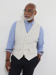 Joe Browns Grey Striped Linen Blend Suit Waistcoat - Image 1 of 5