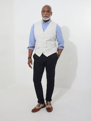 Joe Browns Grey Striped Linen Blend Suit Waistcoat - Image 2 of 5