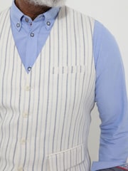 Joe Browns Grey Striped Linen Blend Suit Waistcoat - Image 3 of 5