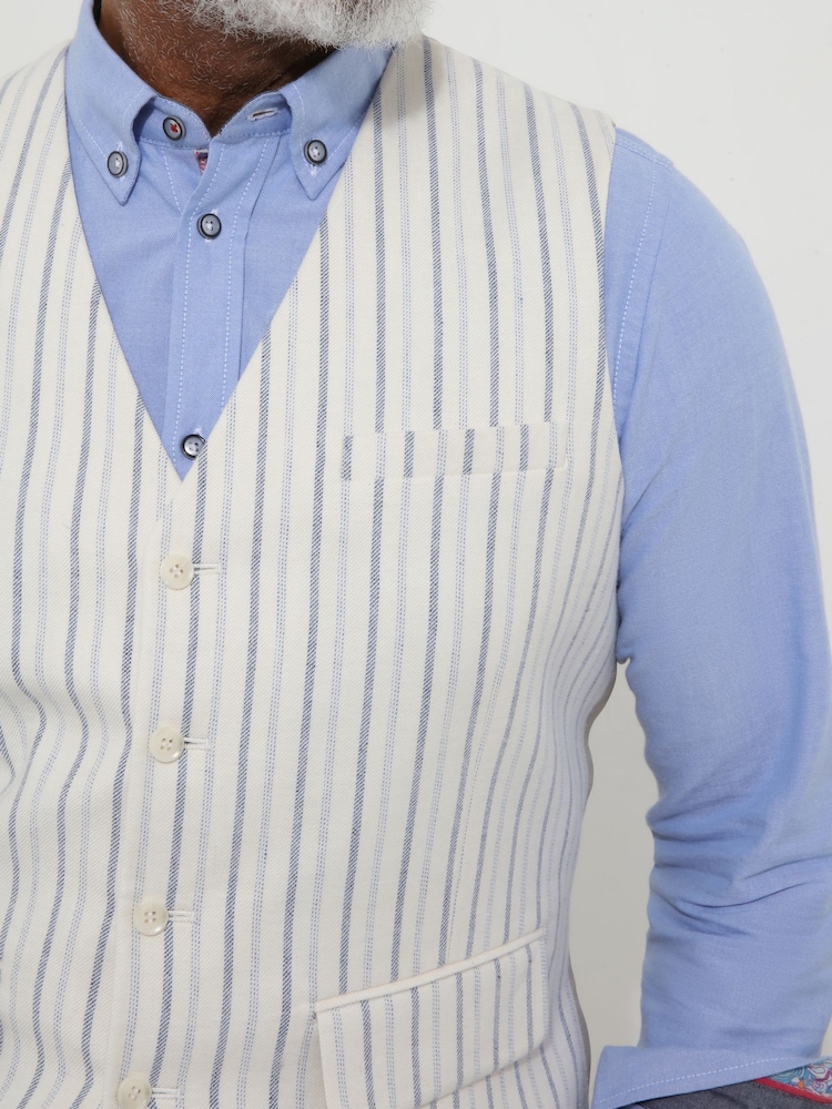 Joe Browns Grey Striped Linen Blend Suit Waistcoat - Image 3 of 5