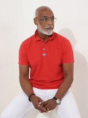 Joe Browns Red 100% Cotton Stripe Trim Pique Polo Shirt - Image 1 of 5