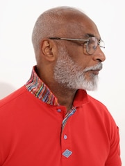 Joe Browns Red 100% Cotton Stripe Trim Pique Polo Shirt - Image 3 of 5