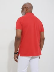 Joe Browns Red 100% Cotton Stripe Trim Pique Polo Shirt - Image 4 of 5
