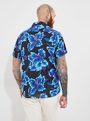 Joe Browns Blue 100% Cotton Lightweight Textured Floral Short Sleeve Shirt - Image 4 of 6