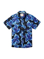 Joe Browns Blue 100% Cotton Lightweight Textured Floral Short Sleeve Shirt - Image 6 of 6
